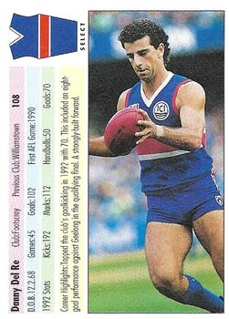 1993 Select AFL #108 Danny Del Re Back